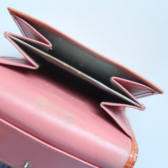 Chanel Orange Patent Leather Wallet Card Holder Silver CC Logo Luxury Designer - Picture 13 of 16